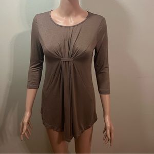 NWT women’s casual 3/4 sleeves knot blouse top shirt, brown